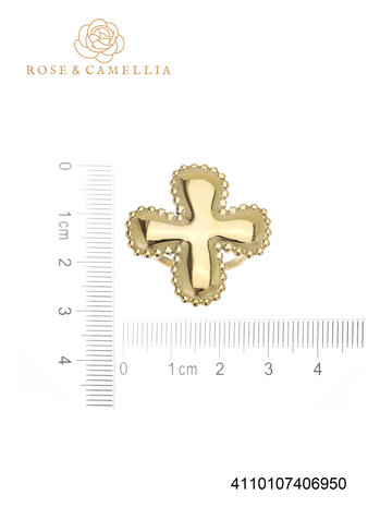 Ring cute cross goud - Rose & Camellia