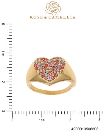 Ring Heart with stones goud - Rose & Camellia
