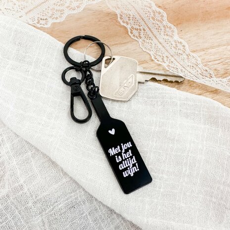 Sleutelhanger wijnfles - Winkeltje van Anne