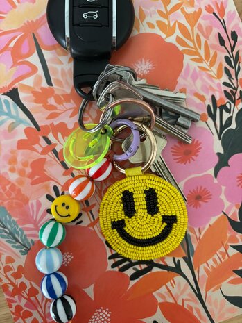Sleutelhanger Smiley geel - Loffs