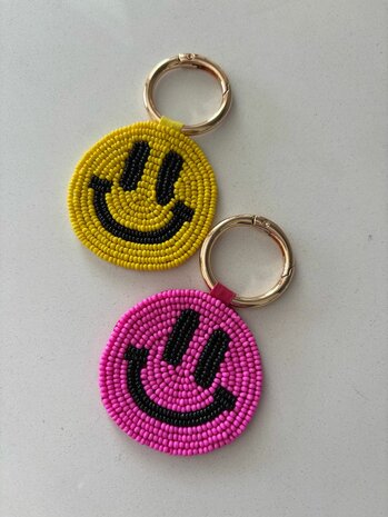 Sleutelhanger Smiley roze- Loffs