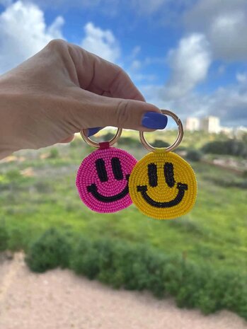 Sleutelhanger Smiley roze- Loffs