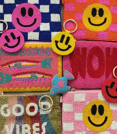 Sleutelhanger Smiley roze- Loffs