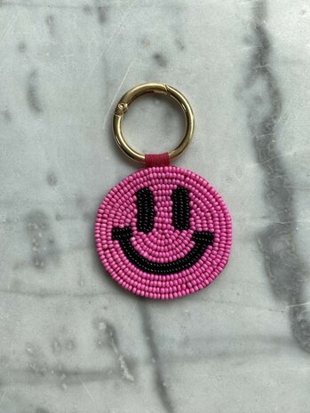 Sleutelhanger Smiley roze- Loffs