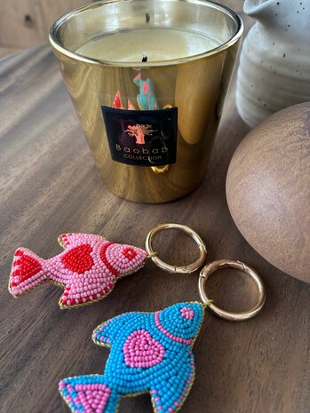 Sleutelhanger Vis roze/blauw - Loffs