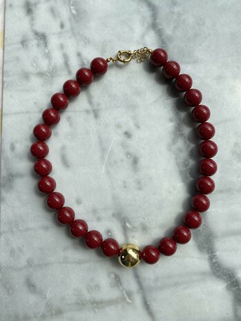 Ketting Chuncky beads bordeaux - Loffs