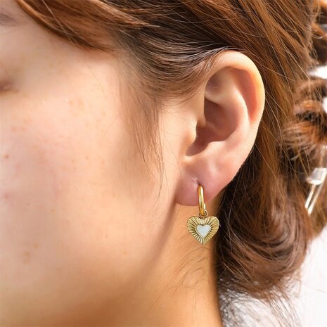 Oorbellen E5243-2 Pearly heart hoop goud - Day&Eve