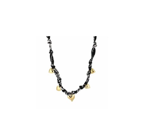 Bedelketting hearts - zwart / goud