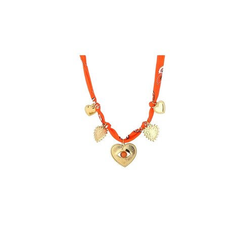 Bedelketting heart eyes - oranje / goud