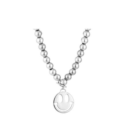 Ketting Blije grote smiley - zilver