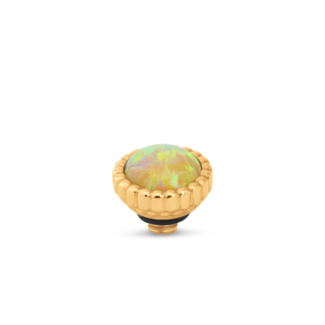 Steentje twisted Bali sun stone Fire Mexican Opal 7 mm goud TMF6 - Melano