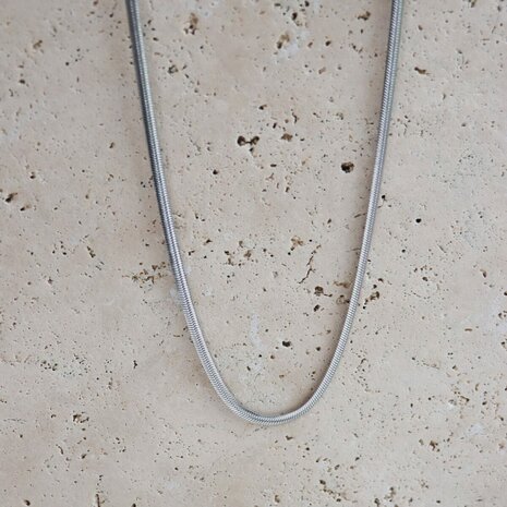 Ketting Smooth snake silver - George The Label