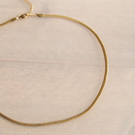 Ketting snake 3mm goud - Bazou