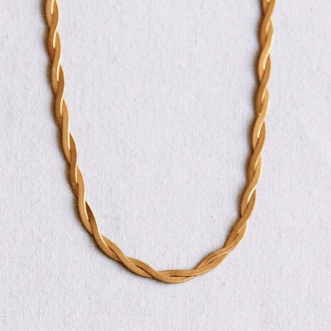 Ketting snake gedraaid goud - Bazou