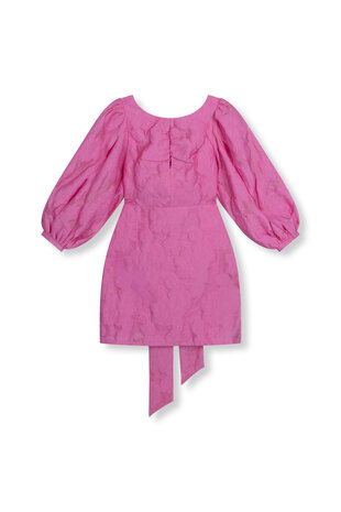 Jurk met pofmouw en strik op de rug Nayeli roze - Refined Department
