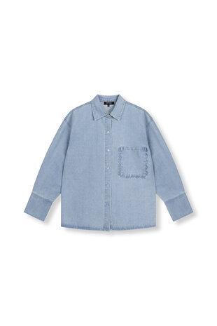 Denim blouse met detail op de borst Jealy blauw - Refined Department