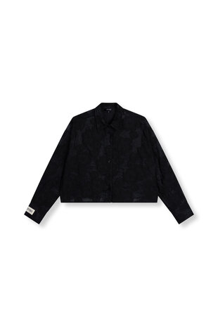 Cropped blouse met gebloemde stof Mary zwart - Refined Department