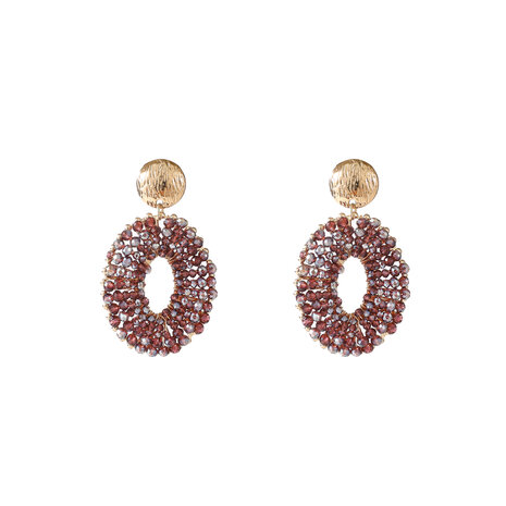 Oorbellen E55227-4 beaded oval drop paars goud - Day&Eve
