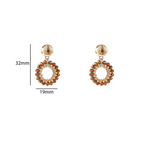 Oorbellen E55215-2  Round dangle bruin goud - Day&Eve