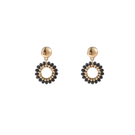 Oorbellen E55215-1  Round dangle zwart goud - Day&Eve