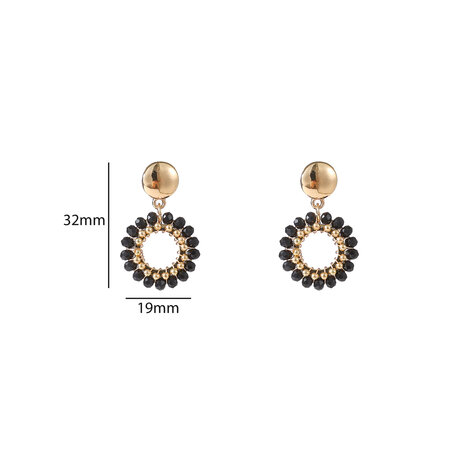 Oorbellen E55215-1  Round dangle zwart goud - Day&Eve