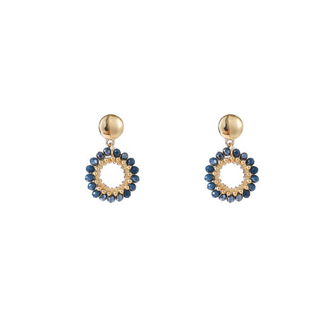 Oorbellen E55215-5 Round dangle blauw goud - Day&Eve