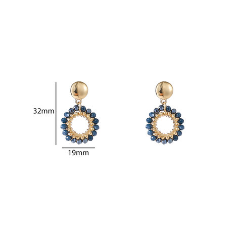 Oorbellen E55215-5 Round dangle blauw goud - Day&Eve