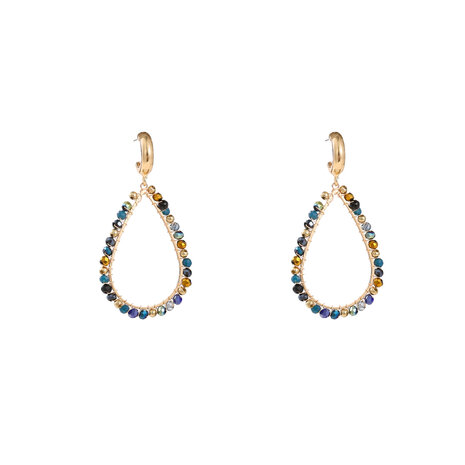 Oorbellen E55217-5  Open drop blauw goud - Day&Eve