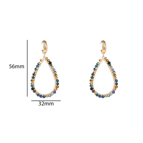 Oorbellen E55217-5  Open drop blauw goud - Day&Eve