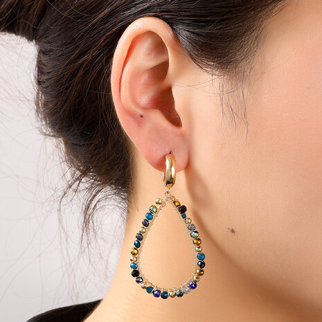 Oorbellen E55217-5  Open drop blauw goud - Day&Eve