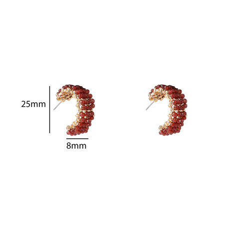 Oorbellen E55226-5  Beaded hoop burgundy goud - Day&Eve