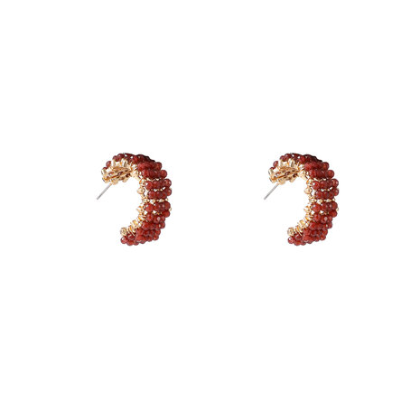 Oorbellen E55226-5  Beaded hoop burgundy goud - Day&Eve
