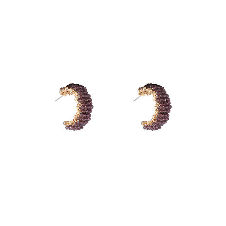 Oorbellen E55226-6 Beaded hoop paars goud - Day&Eve