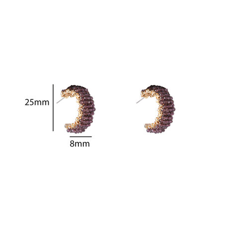 Oorbellen E55226-6 Beaded hoop paars goud - Day&Eve