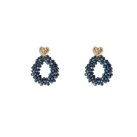 Oorbellen E55216-5 Heart drop blauw goud - Day&Eve