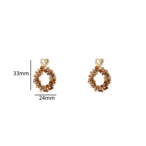 Oorbellen E55216-7 Heart drop bruin goud - Day&Eve