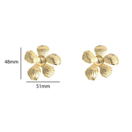 Oorbellen E55083-2 Big flower stud goud - Day&Eve
