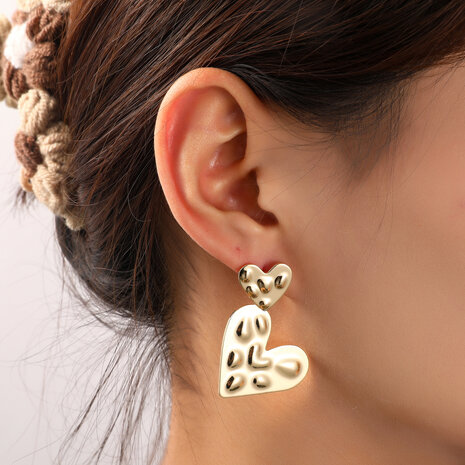 Oorbellen E55076-2 dubble heart dangle goud - Day&Eve