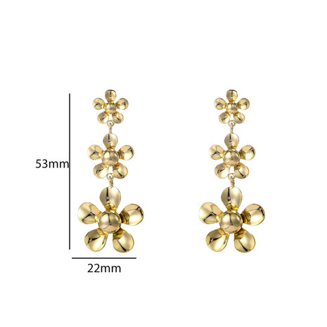 Oorbellen E55090-2 3 flower dangle goud - Day&Eve