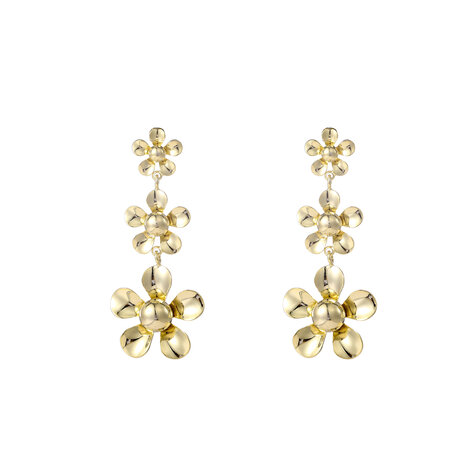 Oorbellen E55090-2 3 flower dangle goud - Day&Eve