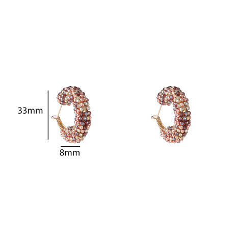 Oorbellen E55234-2 Small beads hoop bruin goud - Day&Eve