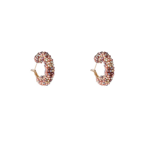 Oorbellen E55234-2 Small beads hoop bruin goud - Day&Eve