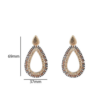 Oorbellen E55207-1 Square beads drop bruin goud - Day&Eve