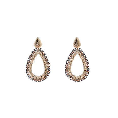 Oorbellen E55207-1 Square beads drop bruin goud - Day&Eve