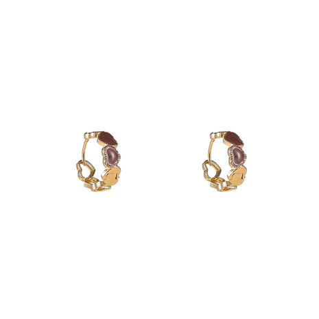 Oorbellen E55025-2 Heart ring bruin goud - Day&Eve