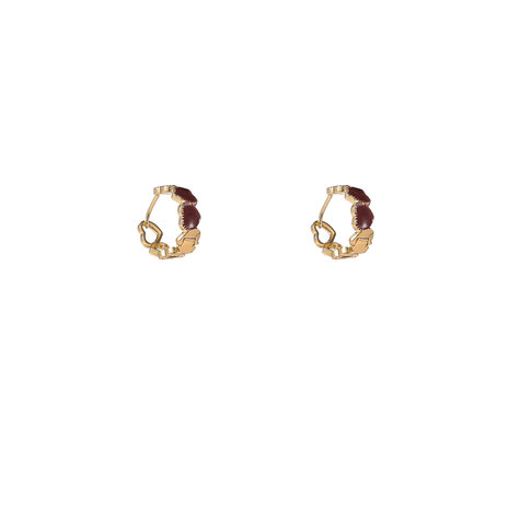 Oorbellen E55025-4 Heart ring burgundy goud - Day&Eve