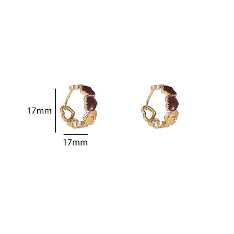Oorbellen E55025-4 Heart ring burgundy goud - Day&Eve