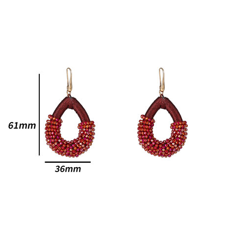 Oorbellen E4569-2 Threaded beads drop burgundy - Day&Eve