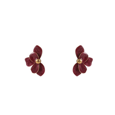 Oorbellen E55032-4 Half flower stud burgundy - Day&Eve