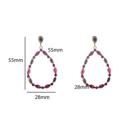 Oorbellen E55144-4 Open drop dangle fuchsia - Day&Eve